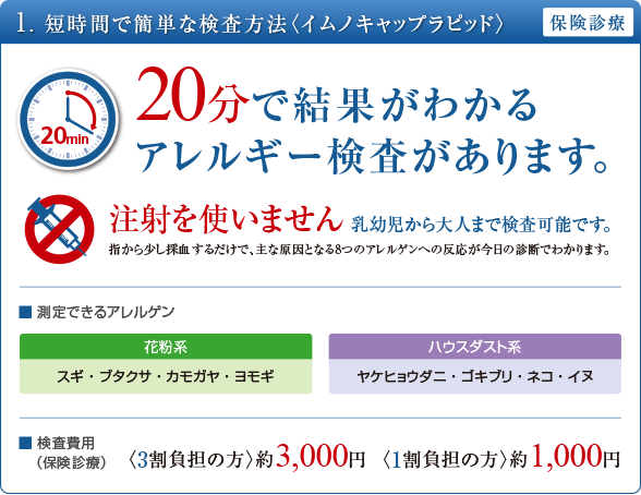 20分で結果がわかるアレルギー検査 イムノキャップラピッド